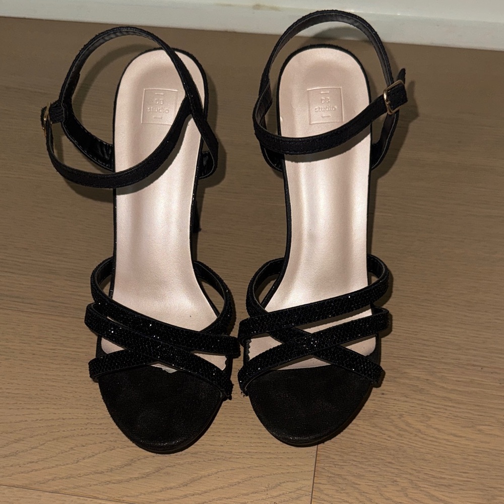 DB Studio Elegant Black Strappy Heels Valentina23